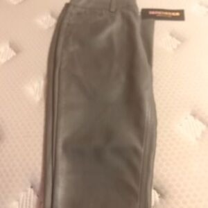 Chic Gray Leather Trousers